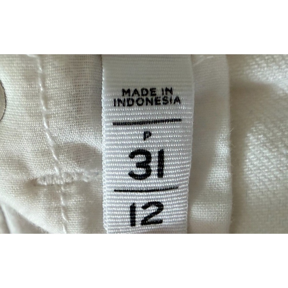LOFT Ann Taylor White Denim Jean Shorts Women's Size 12 Mid Rise Rolled Cuff - Picture 4 of 6
